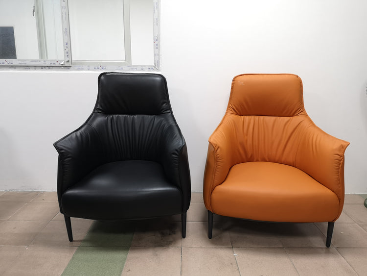 Venetian Lobby Single Italian Half-Leather Armchair H