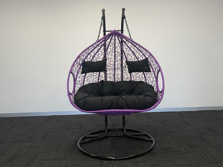 'Double Yolk' Hanging Egg Swing Chair - Outdoor Wicker Twin Seat