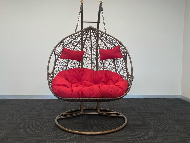 'Queenie' Hanging Egg Swing Chair - Outdoor Wicker Twin Seat