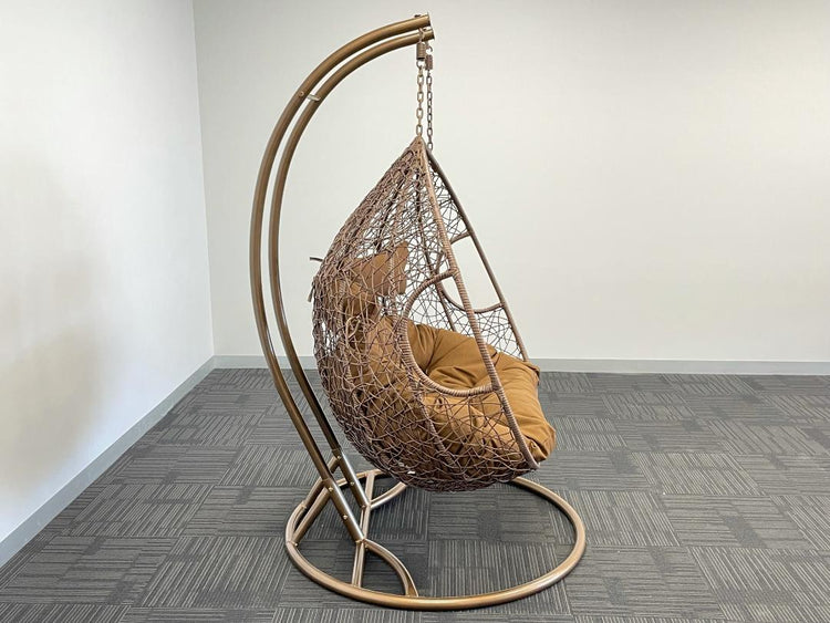 'Double Yolk' Hanging Egg Swing Chair - Outdoor Wicker Twin Seat