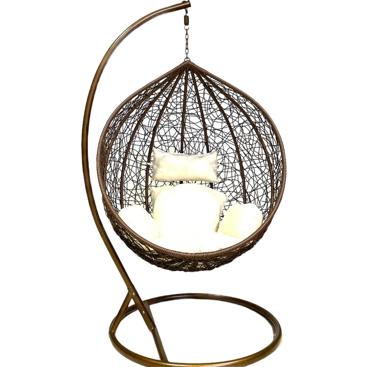 Sunny Side Up Brown Hanging Egg Chair with Cushion X LARGE