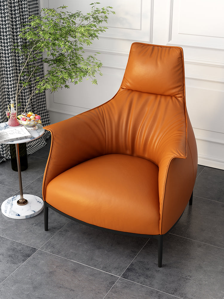 Venetian Lobby Single Italian Half-Leather Armchair H
