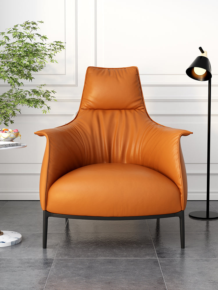 Venetian Lobby Single Italian Half-Leather Armchair H