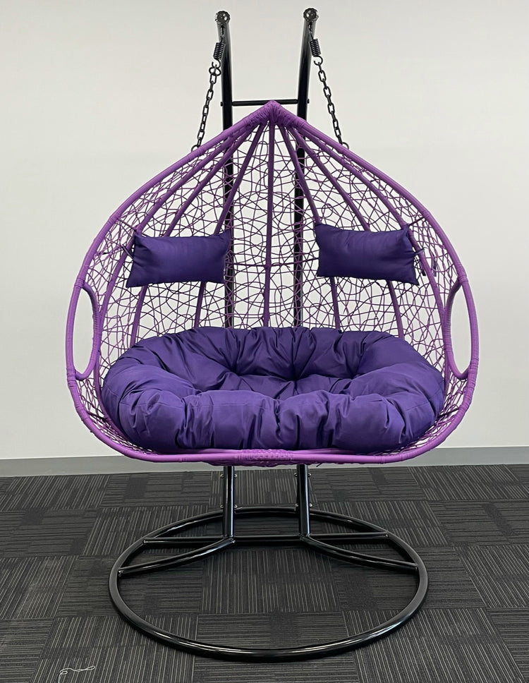 'Double Yolk' Hanging Egg Swing Chair - Outdoor Wicker Twin Seat