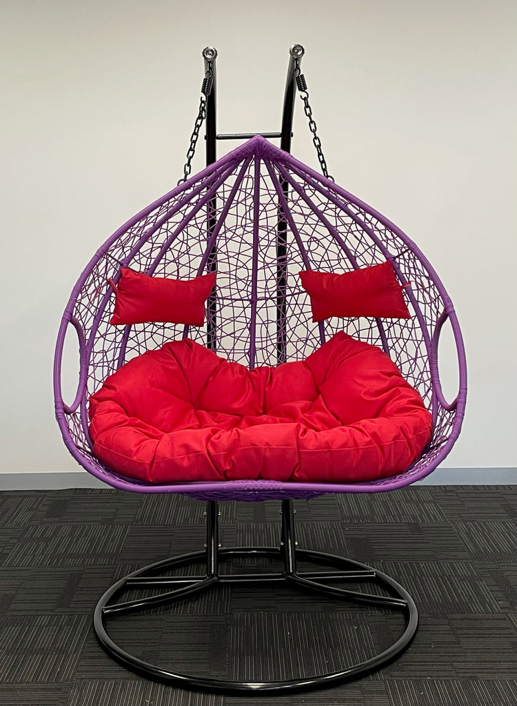 'Double Yolk' Hanging Egg Swing Chair - Outdoor Wicker Twin Seat