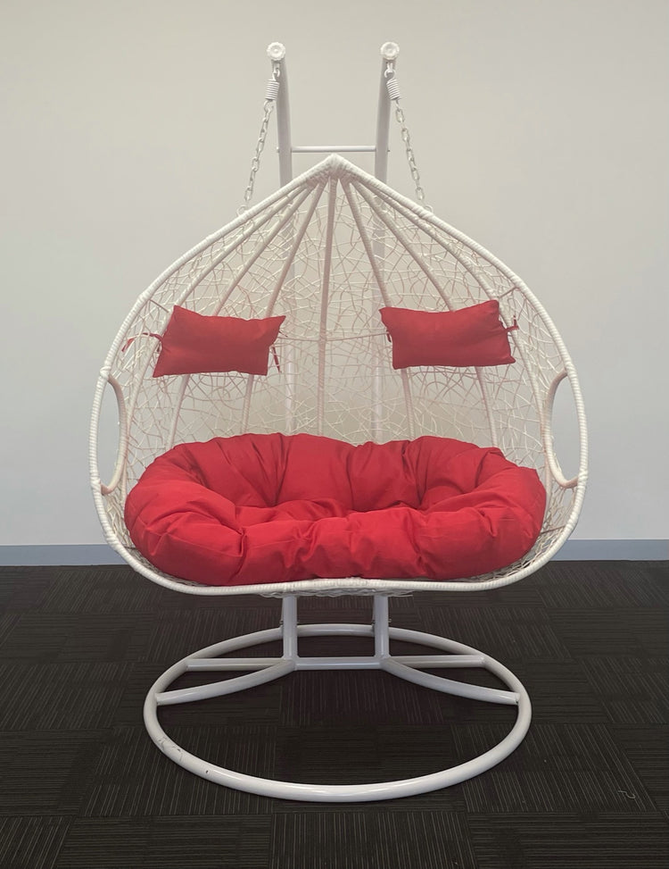 'Double Yolk' Hanging Egg Swing Chair - Outdoor Wicker Twin Seat