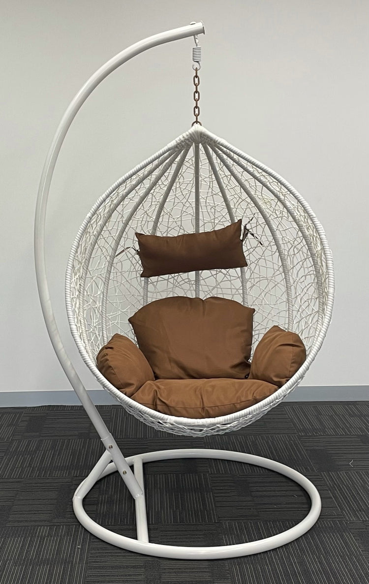 Sunny Side Up White Hanging Egg Chair with Cushion X LARGE