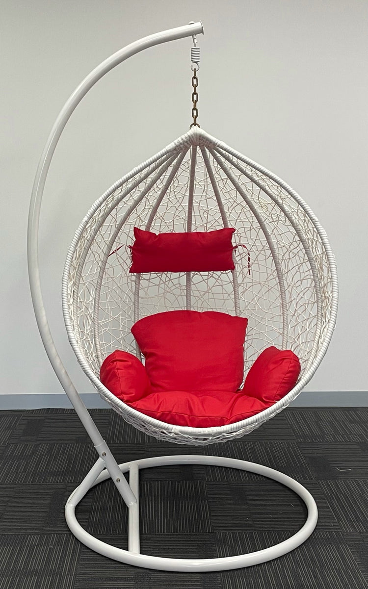 Sunny Side Up White Hanging Egg Chair with Cushion X LARGE