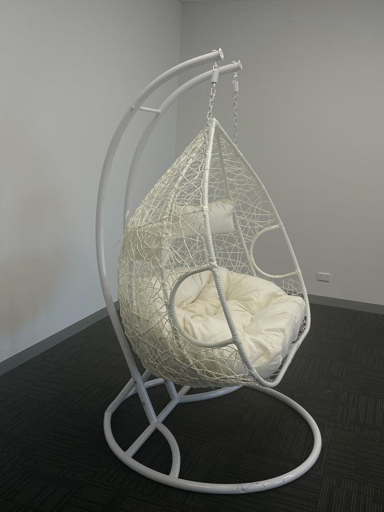 'Double Yolk' Hanging Egg Swing Chair - Outdoor Wicker Twin Seat