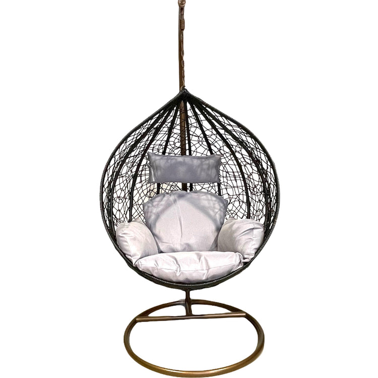 Sunny Side Up Black Hanging Egg Chair with Cushion LARGE