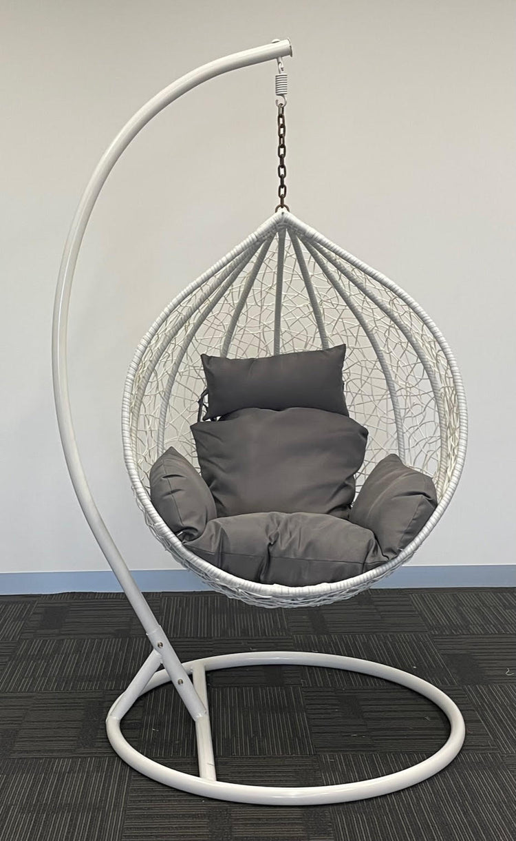 Sunny Side Up White Hanging Egg Chair with Cushion LARGE