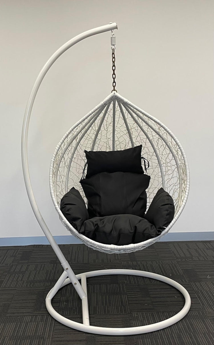 Sunny Side Up White Hanging Egg Chair with Cushion LARGE