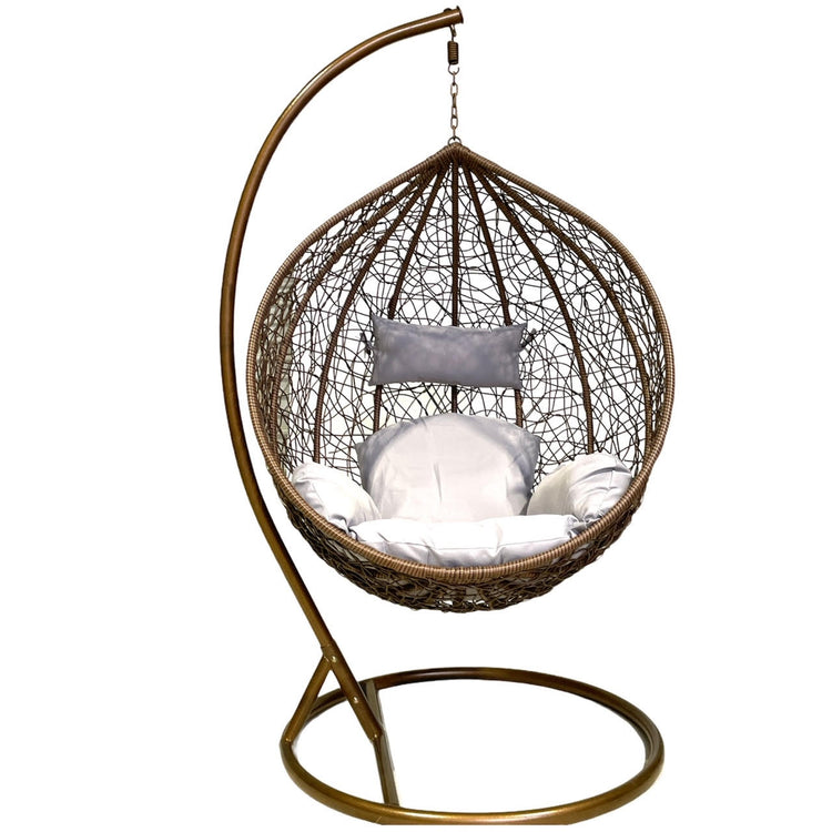 Sunny Side Up Brown Hanging Egg Chair with Cushion X LARGE