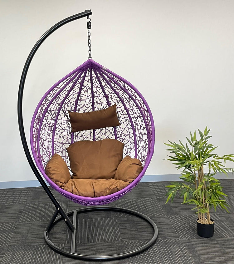 Sunny Side Up Purple Hanging Egg Chair with Cushion X LARGE