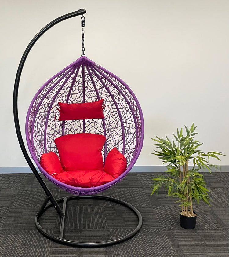 Sunny Side Up Purple Hanging Egg Chair with Cushion X LARGE