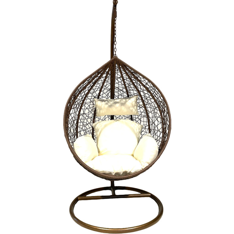 Sunny Side Up Brown Hanging Egg Chair with Cushion LARGE