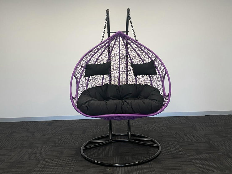 'Queenie' Hanging Egg Swing Chair - Outdoor Wicker Twin Seat