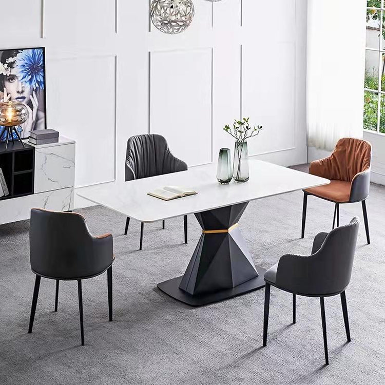 Modern Contours White Stone Dining Table