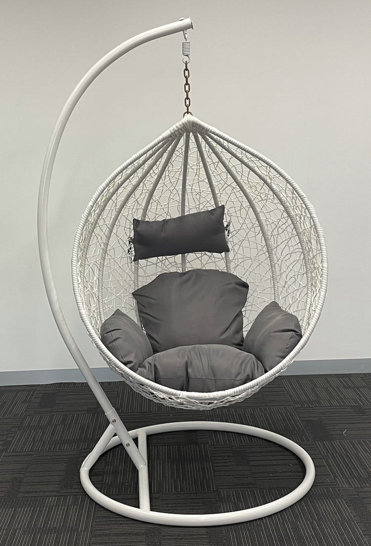 Sunny Side Up White Hanging Egg Chair with Cushion X LARGE