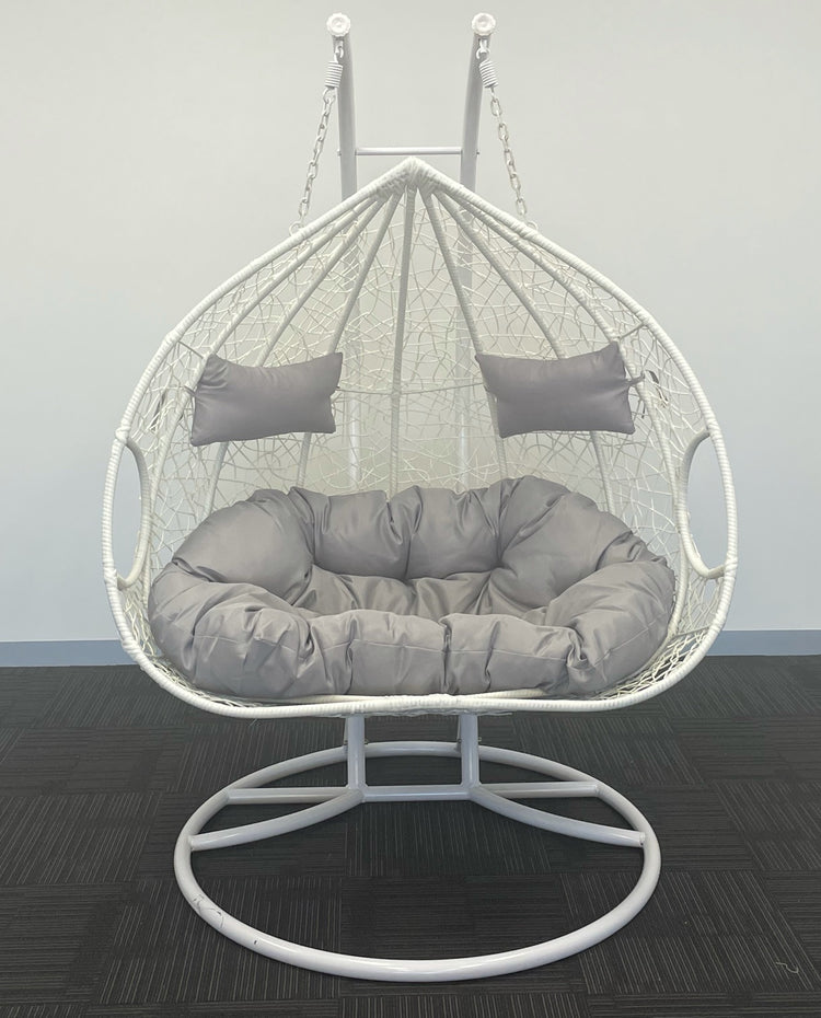 'Double Yolk' Hanging Egg Swing Chair - Outdoor Wicker Twin Seat