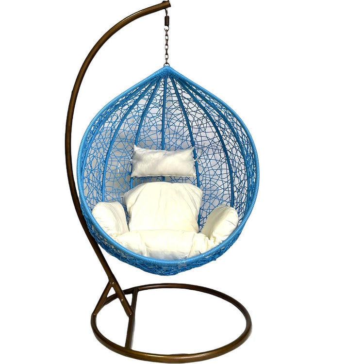 Sunny Side Up Blue Hanging Egg Chair with Cushion X Large