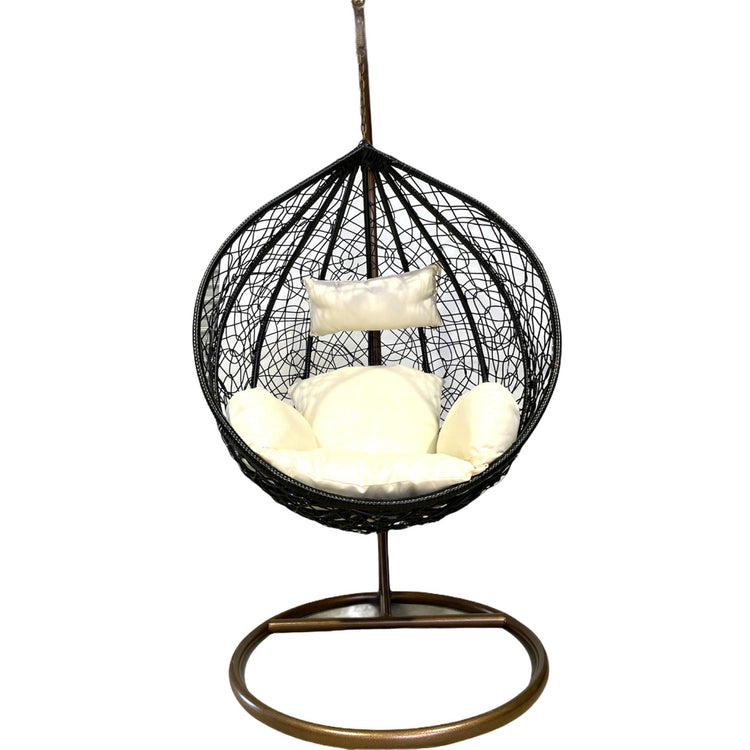 Sunny Side Up Black Hanging Egg Chair with Cushion LARGE