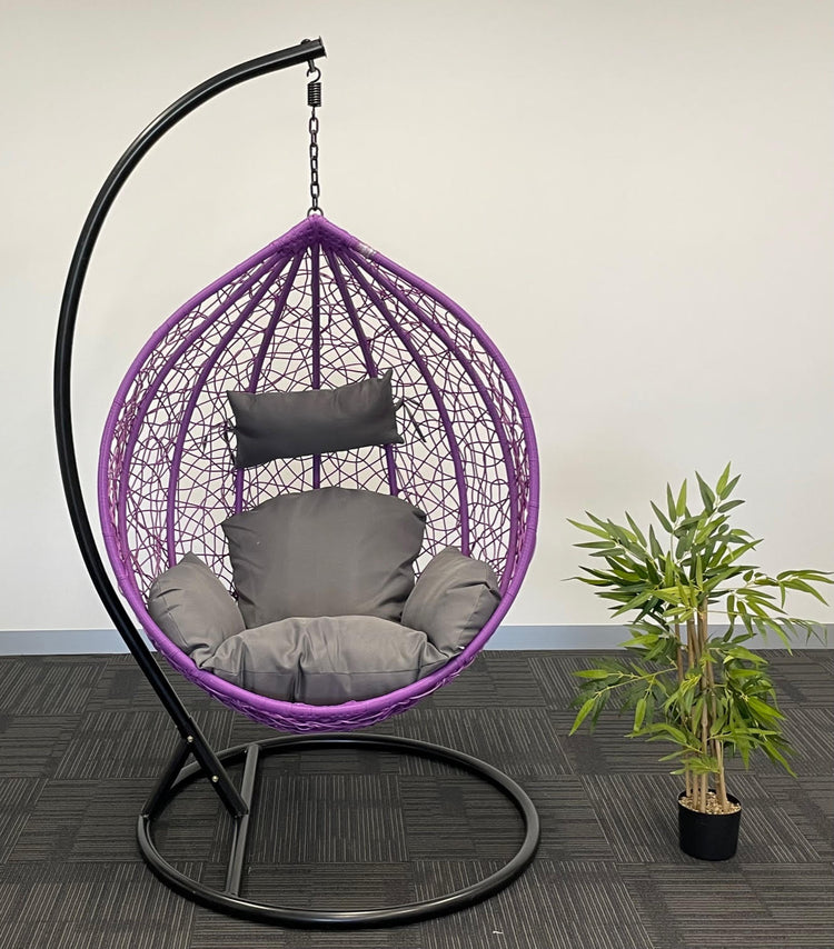 Sunny Side Up Purple Hanging Egg Chair with Cushion X LARGE