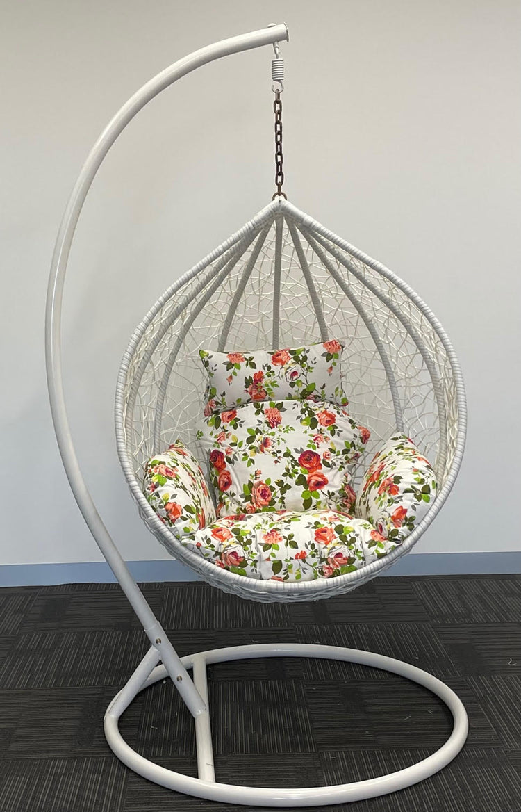 Sunny Side Up White Hanging Egg Chair with Cushion LARGE