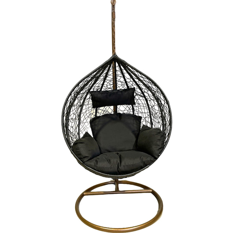 Sunny Side Up Black Hanging Egg Chair with Cushion LARGE