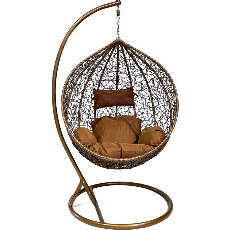 Sunny Side Up Brown Hanging Egg Chair with Cushion X LARGE
