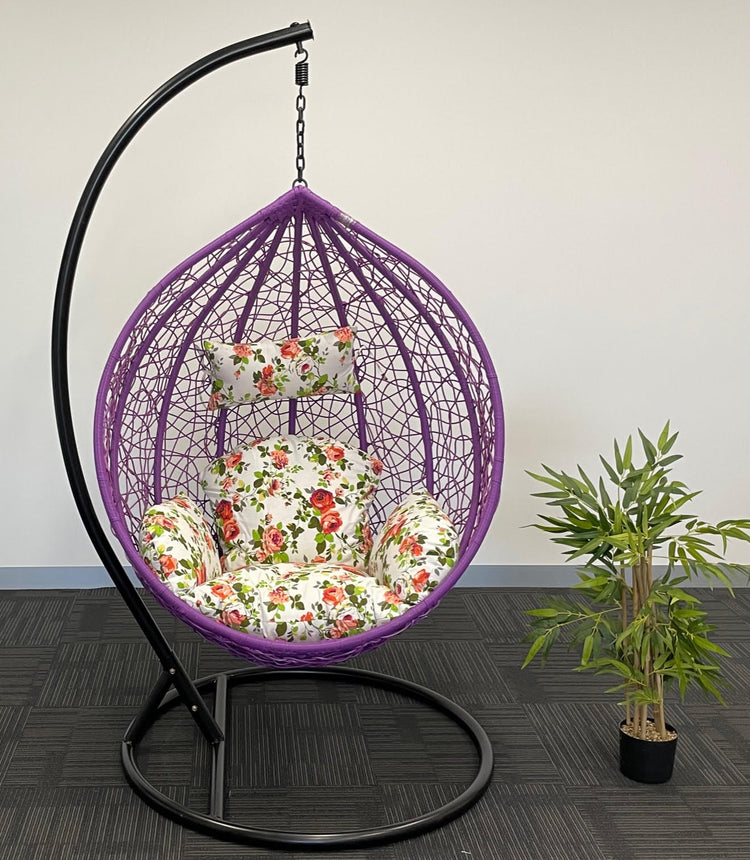 Sunny Side Up Purple Hanging Egg Chair with Cushion X LARGE