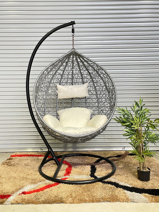 Sunny Side Up Grey Hanging Egg Chair with Cushion X LARGE