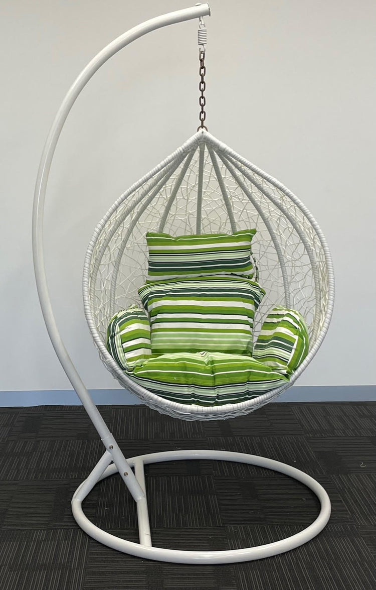 Sunny Side Up White Hanging Egg Chair with Cushion LARGE