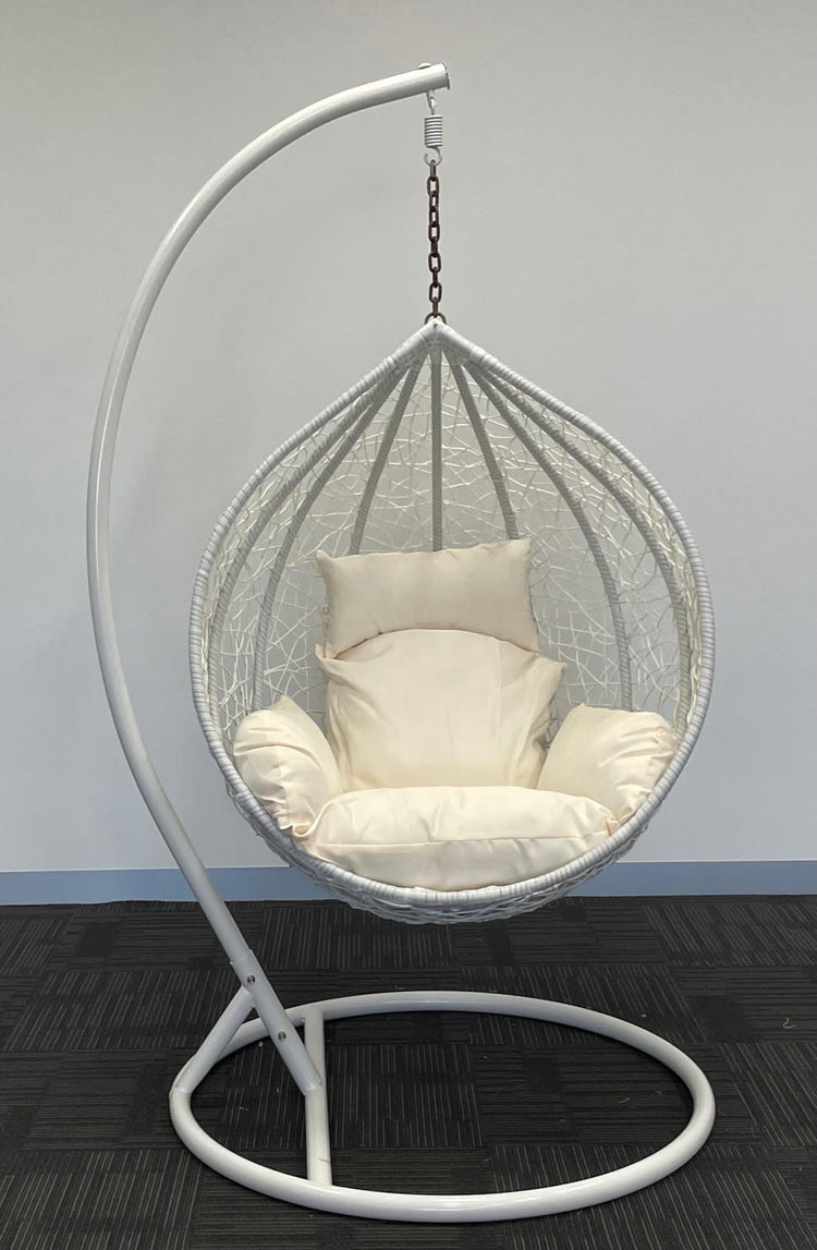 Sunny Side Up White Hanging Egg Chair with Cushion LARGE